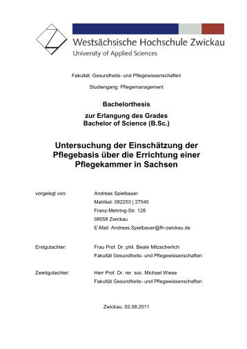 Untersuchung der Einschätzung der Pflegebasis über die Errichtung ...