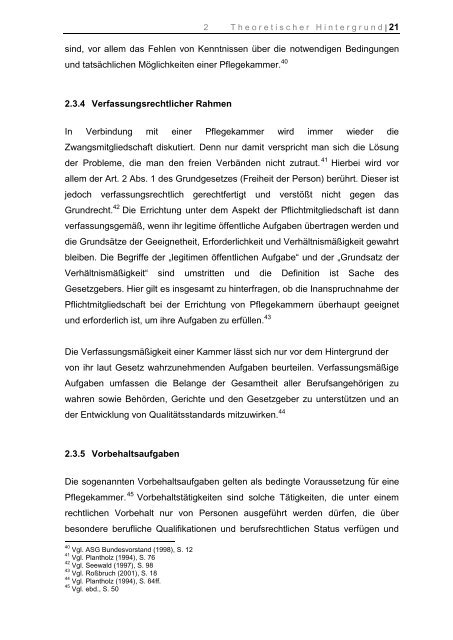 Untersuchung der Einschätzung der Pflegebasis über die Errichtung ...