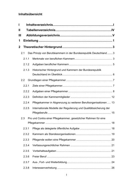 Untersuchung der Einschätzung der Pflegebasis über die Errichtung ...