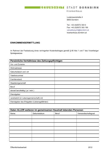 verringerter Kostenbeitrag 2012 - Krankenhaus Dornbirn Online