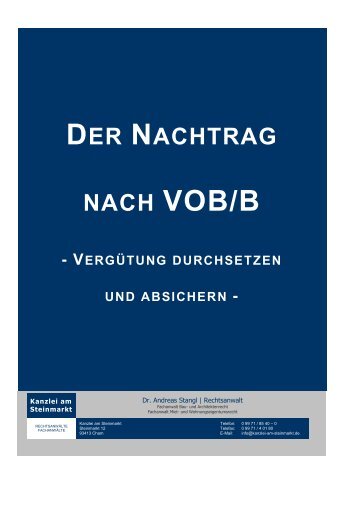 Der Nachtrag nach VOB/B - Kanzlei am Steinmarkt