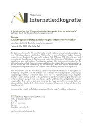 Grundfragen der Datenmodellierung für Internetwörterbücher