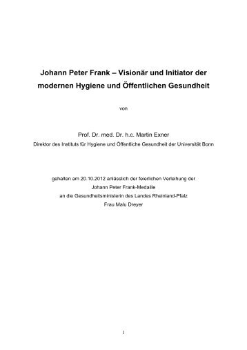 Johann Peter Frank - Institut für Hygiene und Öffentliche Gesundheit ...