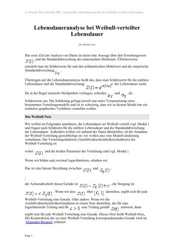 Lebensdaueranalyse bei Weibull-verteilter ... - Neue Statistik