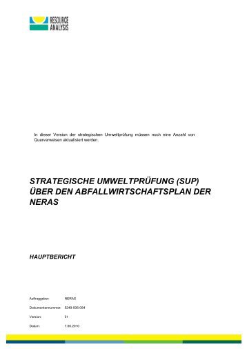 (sup) über den abfallwirtschaftsplan der neras