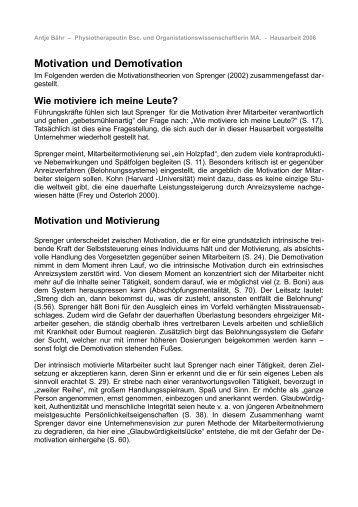 Motivation und Demotivation - Physio-Harmonie