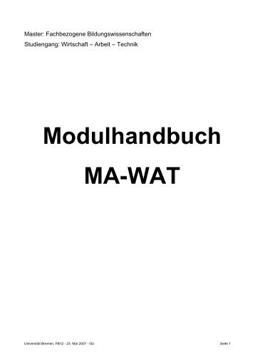 Modulhandbuch MA-WAT - S-hb.de