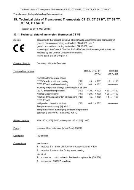 Gebrauchsanleitung Durchsicht-Thermostate CT 53 CT 53 TT CT 53 ...