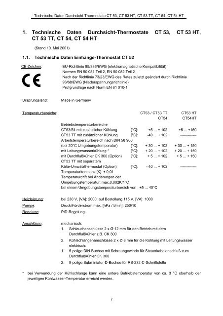 Gebrauchsanleitung Durchsicht-Thermostate CT 53 CT 53 TT CT 53 ...