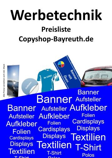 preisliste werbetechnik - Copyshop-Bayreuth