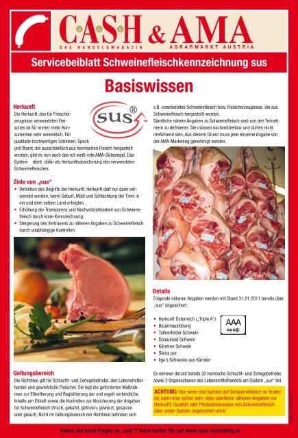 Die aMa Schweinefleischkennzeichnung „sus“ - fleisch-teilstuecke.at