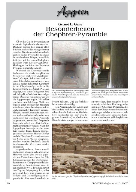 Besonderheiten der Chephren-Pyramide - Gernot L. Geise