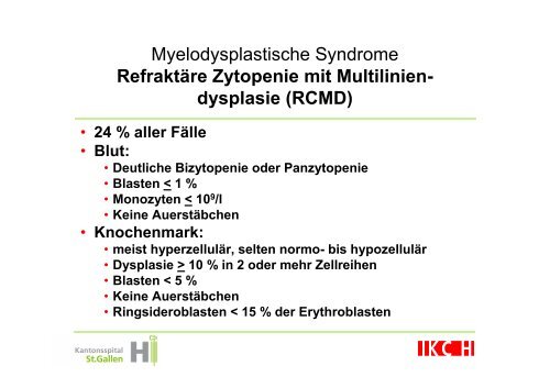 Myelodysplastische Syndrome Dr. Luzius Schmid