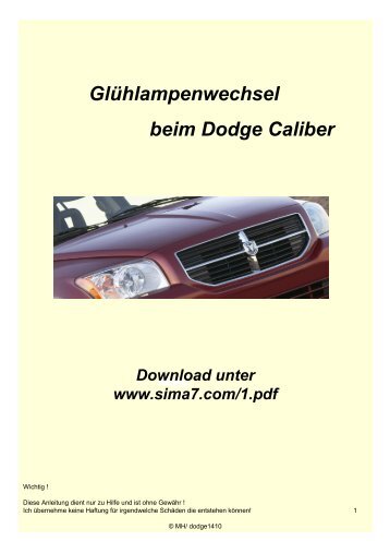 Glühlampenwechsel beim Dodge Caliber