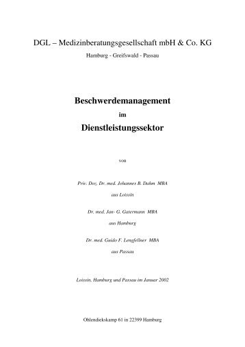 Beschwerdemanagement Dienstleistungssektor - DGL ...