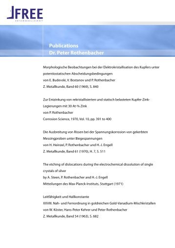 Publications Dr. Peter Rothenbacher - Free AG