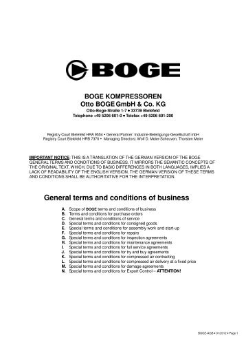 General terms and conditions of business - Boge Kompressoren