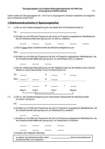 Übungsaufgaben - Chemie Lernprogramme