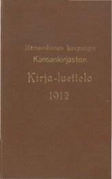 Hämeenlinnan kaupungin kansankirjaston kirja-luettelo v. 1912