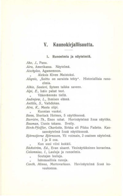 Hämeenlinnan kaupungin kansankirjaston kirja-luettelo v. 1912