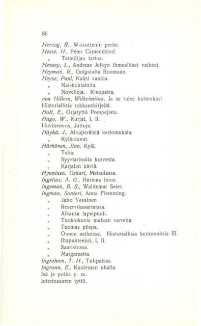 Hämeenlinnan kaupungin kansankirjaston kirja-luettelo v. 1912