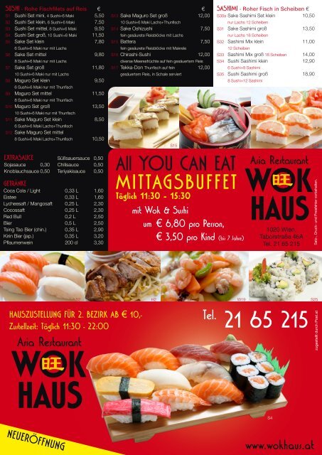 MittagsMenüs Vorspeisen Beilagen suppen salate reis ... - Wok Haus