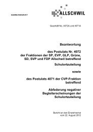 Formular Bericht GR an ER - Gemeinde Allschwil