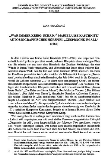 war immer krieg. schad."1 marie luise kaschnitz' autobiographisches ...