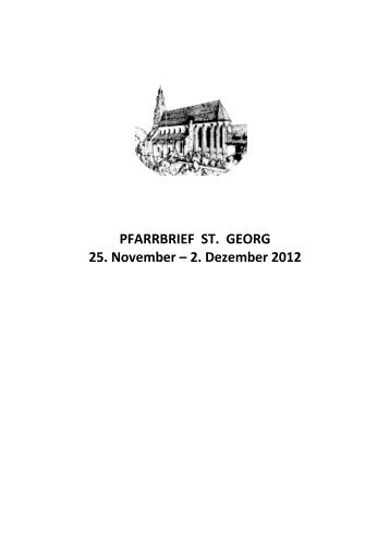 PFARRBRIEF ST. GEORG 25. November – 2 ... - Pfarrei St. Georg