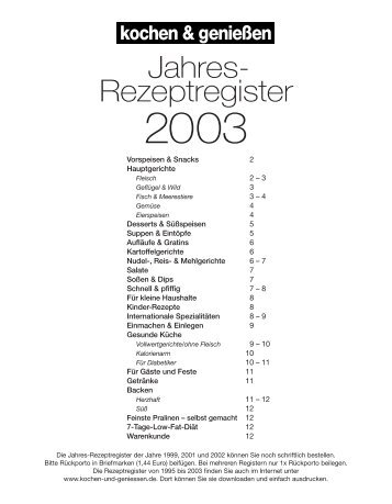 Jahres-Rezeptregister 2003 - LECKER.de