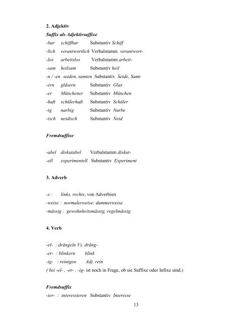 Lektion 13: Morphologie - Staff UNY - Universitas Negeri Yogyakarta