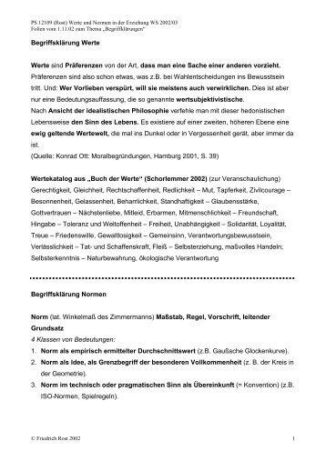 Folien zur Sitzung "Begriffsklärungen" am 1.11.02