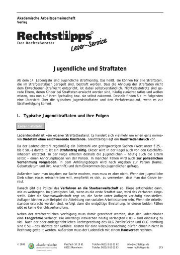 Jugendliche und Straftaten - Akademische Arbeitsgemeinschaft Verlag