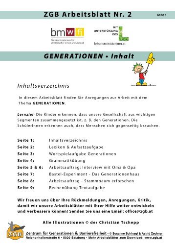 ZGB Arbeitsblatt Nr. 2 - Zentrum für Generationen und Barrierefreiheit