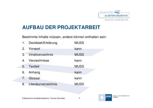 Die Bayerische Ausbilderakademie - Projektarbeit und Fachgespräch -