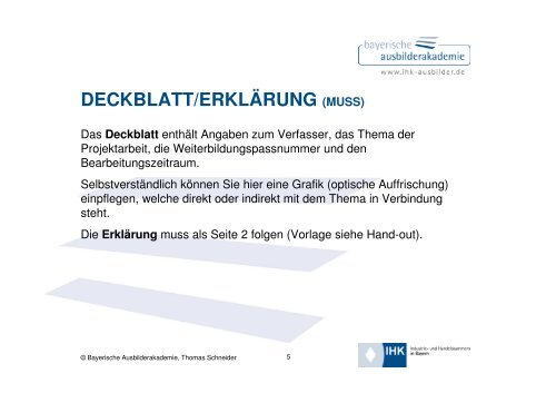 Die Bayerische Ausbilderakademie - Projektarbeit und Fachgespräch -