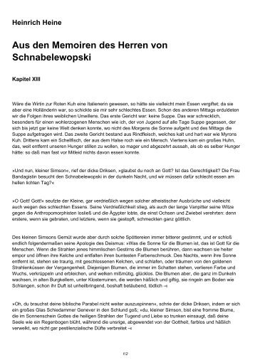 'Aus den Memoiren des Herren von Schnabelewopski' als PDF ...
