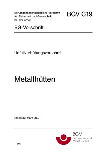 BGV C19 - Berufsgenossenschaft Holz und Metall