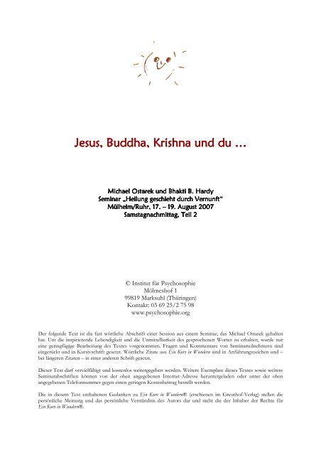 Jesus Buddha Krishna und du - psychosophie.org