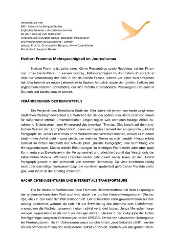 Mehrsprachigkeit im Journalismus - Ibis – Initiative for Bilingual ...