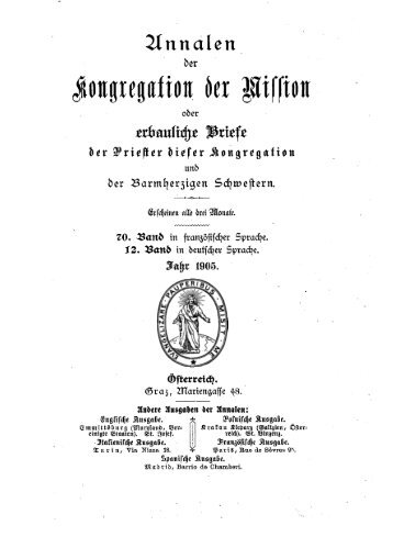 Jonpeption der MiSfion - Lazaristen