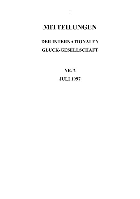 Mitteilungen 1997 (pdf) - Internationale Gluck-Gesellschaft