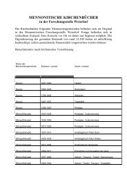 die Liste der vorhandenen Kirchenbücher [PDF] - Mennonitischer ...