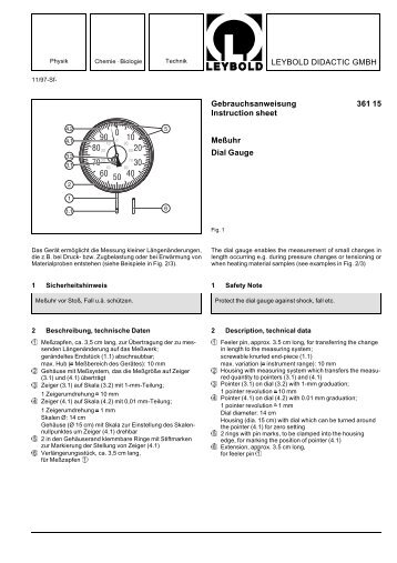 LEYBOLD DIDACTIC GMBH Gebrauchsanweisung 361 15 ...