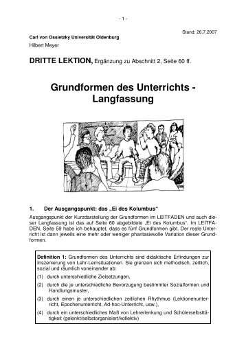 Grundformen des Unterrichts - Langfassung - Universität Oldenburg