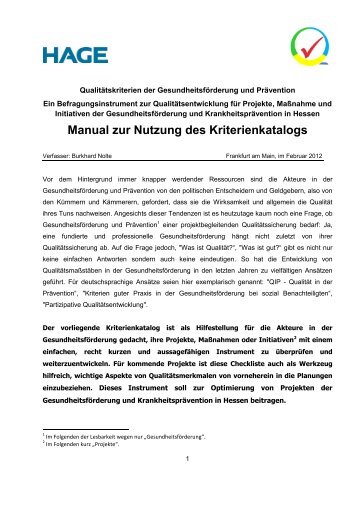 Manual zur Nutzung des Kriterienkatalogs - Hessische ...