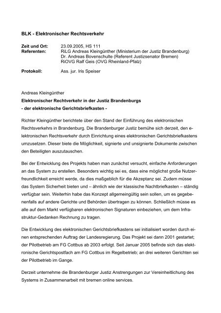 BLK - Elektronischer Rechtsverkehr