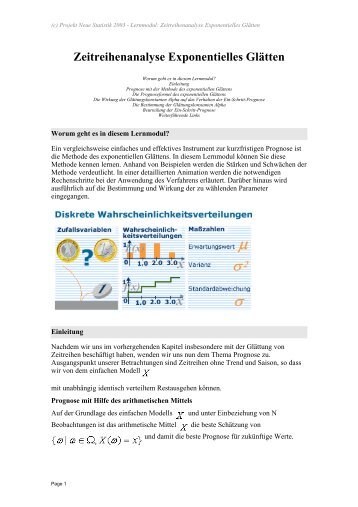 Zeitreihenanalyse Exponentielles Glätten - Neue Statistik