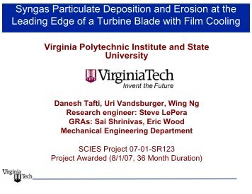 Syngas Particulate Deposition and Erosion at the Leading Edge of a ...