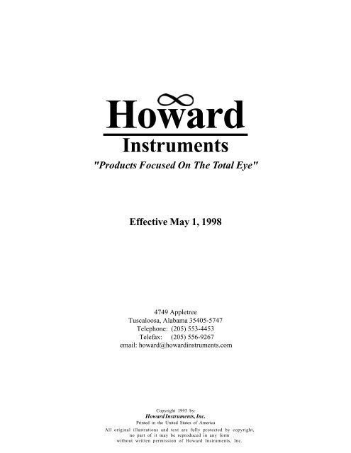 View Catalog - Howard Instruments, Inc.